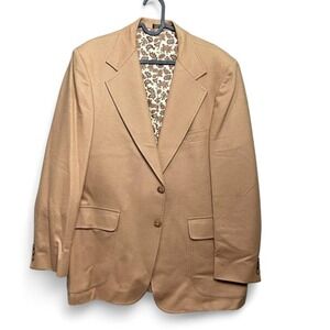 70s Retro Camel Blazer Men Medium Structured Statement Jacket Paisley Lined Work